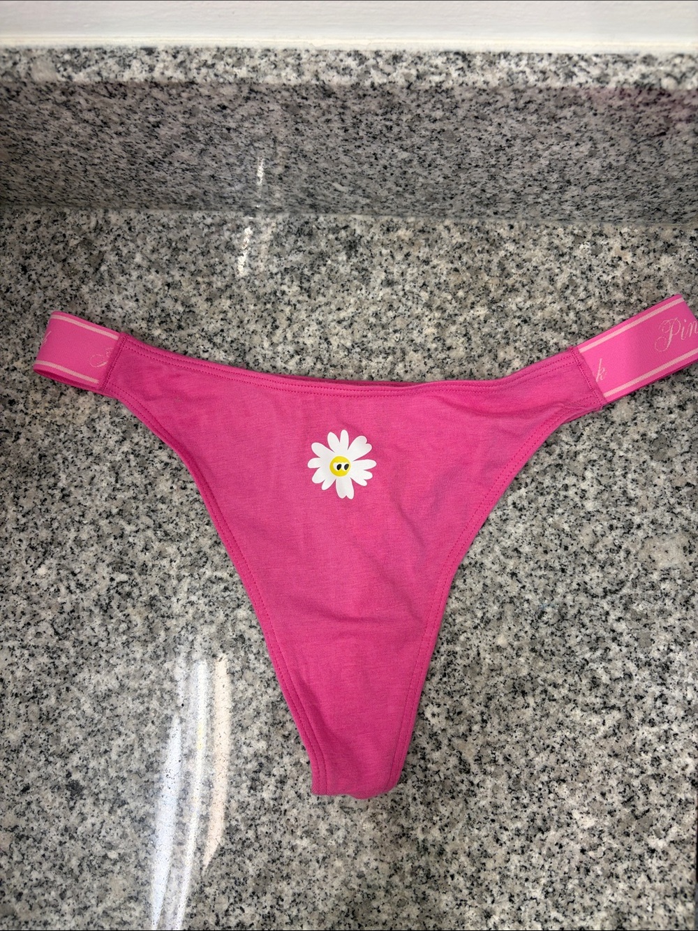 Pink  by Victoria secret panty with Daisy Graphic size m , NWT